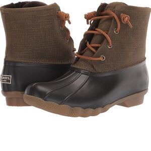 Sperry Women Saltwater STS99729 Brown Olive Boot Size 6.5